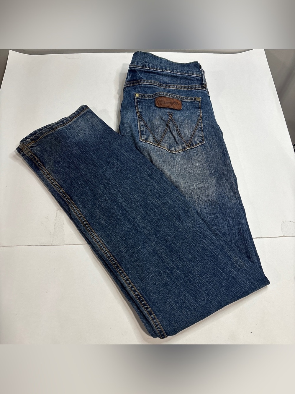 Wrangler Jeans Mens 32x36 Blue Retro Slim Straight Leg Stretch Denim Western